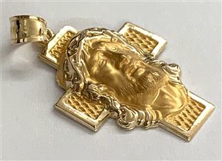 14K Yellow Gold Very Detailed Christ Face/Head Pendant 1.8G